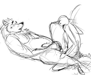 anal anal_penetration anthro anthro_penetrated blush cheek_tuft chest_tuft duo erection eyes_closed facial_tuft genitals grabbing_both_legs hand_on_balls human_on_anthro human_penetrating human_penetrating_anthro interspecies kneeling larger_penetrated larger_sub leg_glider_position leg_on_shoulder looking_pleasured lying male male/male male_on_human male_penetrated male_penetrating male_penetrating_male masturbating_while_penetrated masturbation neck_tuft nude on_back one_leg_up overweight overweight_male penetration penile penile_penetration penis penis_in_ass raised_leg sex side_view size_difference small_top_big_bottom spread_legs spreading submissive tuft grivaire anon canid canine canis human mammal wolf 2017 monochrome sketch