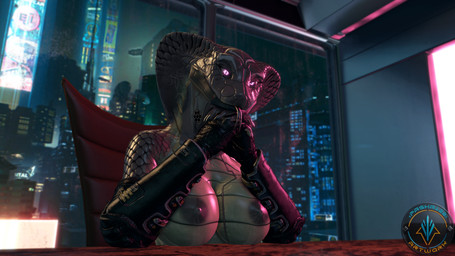 5_fingers anthro armwear armwear_only big_breasts bottomless breasts brown_body brown_scales chair city city_background city_skyline cityscape clothed clothed_anthro clothed_female clothing cybernetics cyberpunk female fingers furniture humanoid_hands inside leaning_on_table lights looking_at_viewer machine mostly_nude multicolored_body multicolored_scales neon_lights night nipples on_chair pink_eyes scales sitting sitting_on_chair smile solo table xpasha122x petruz_(modeler) sab_(petruz) cobra cyborg reptile scalie snake 16:9 3d_(artwork) 4k absurd_res digital_media_(artwork) hi_res widescreen
