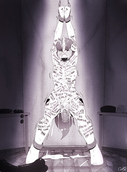 after_sex anal_beads animal_dildo animal_genitalia animal_penis animal_sex_toy anthro anthrofied arms_above_head asphyxiation ball_gag balls bdsm biped bite blindfold bodily_fluids body_writing choking crying cum cum_in_ass cum_in_hair cum_inside cum_on_belly cum_on_body cum_on_chest cum_on_face cum_on_ground cum_on_leg cum_on_penis cutie_mark dildo ear_bite equine_dildo equine_genitalia equine_penis flaccid forced gag gagged genital_fluids genitals hair horn humiliation inside leaking_cum male navel nipple_bite nipple_fetish nipple_play nipples nude open_mouth orgasm_denial penis rape sex sex_toy sex_toy_background slave solo tally_marks tears text western_tally_marks writing_on_belly replica_(artist) hasbro my_little_pony fan_character equid equine horse mammal pony 2015 absurd_res english_text hi_res monochrome