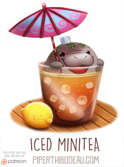 ambiguous_gender beady_eyes beverage black_eyes feral food fruit glass humor ice ice_cube iced_tea lemon open_mouth plant pun simple_background solo tea umbrella visual_pun white_background piper_thibodeau aquatic mammal manatee sirenian digital_media_(artwork) digital_painting_(artwork) painting_(artwork)