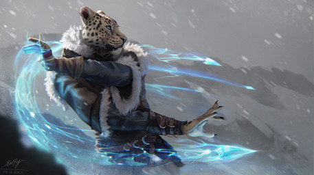 5_fingers anthro blue_eyes clothed clothing day detailed_background fingers fur male markings outside solo spots spotted_body spotted_fur standing kalfy felid leopard mammal pantherine 2020 absurd_res digital_media_(artwork) hi_res