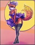 anthro bottomwear clothed clothing ear_piercing female legwear piercing pose skirt solo stockings tail tail_under_skirt prisma6 felid leopard mammal pantherine hi_res pinup