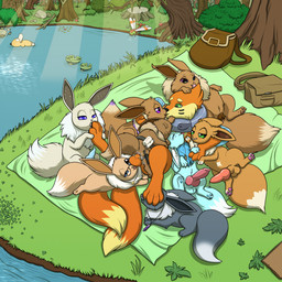 anal anal_knotting anal_penetration animal_genitalia animal_penis animal_vulva backpack brown_body brown_fur canine_genitalia canine_penis canine_vulva cuddle_pile cuddling feet female feral foot_fetish foot_in_mouth foot_lick foot_on_face foot_play foot_suck fur gangbang genitals green_eyes group group_sex kissing knotting licking male male/female male/male orange_body orange_fur outside pawpads penetration penile penile_penetration penis penis_in_ass purple_eyes sex sucking toe_in_mouth toe_suck toes tongue vulva feralcatalyst nintendo pokemon soggy_(soggybuizel) applin buizel eevee generation_1_pokemon generation_2_pokemon generation_3_pokemon generation_4_pokemon generation_8_pokemon lotad pokemon_(species) psyduck yanma 1:1 hi_res