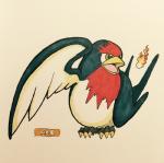 2017 3_toes ambiguous_gender avian beak biped bird black_body black_feathers black_wings claws english_text feathered_wings feathers feet feral fire firefightdex folded_wings front_view full-length_portrait generation_3_pokemon green_eyes hatching_(art) hi_res looking_away marco_fanjul marker_(artwork) mixed_media multicolored_body multicolored_feathers nintendo nude open_beak open_mouth pen_(artwork) pink_tongue pokemon pokemon_(species) portrait raised_arm red_body red_feathers shaded shadow simple_background solo spread_wings standing tail tail_feathers taillow talons text toe_claws toes tongue toony traditional_media_(artwork) two_tone_wings white_background white_body white_feathers white_wings winged_arms wings yellow_beak yellow_claws