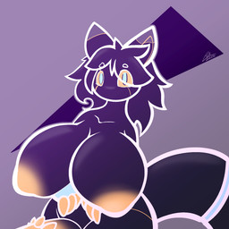 abstract_background animal_genitalia animal_penis anthro areola barely_visible_genitalia barely_visible_penis big_breasts big_penis blue_eyes breasts equine_genitalia equine_penis genitals gynomorph hands_under_breasts huge_breasts huge_penis intersex long_tail looking_at_viewer machine markings medial_ring mouthless nude penis solo tail yellow_sclera conditional_dnp lodi_(artist) android domestic_cat felid feline felis mammal robot bust_portrait hi_res portrait restricted_palette signature