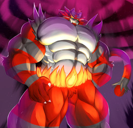 abs anthro big_muscles big_pecs featureless_crotch hand_on_hip huge_muscles huge_pecs hyper hyper_muscles hyper_pecs male muscular muscular_anthro muscular_arms muscular_male muscular_thighs nude nude_male pecs sky solo star starry_sky ludren nintendo pokemon generation_7_pokemon incineroar pokemon_(species) 2021 absurd_res hi_res
