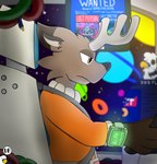 anthro electronics female focused lost male messy messy_room missing_sign planet plushie solo television wanted_poster wire dankbudgie dragon_ball dragon_ball_gt kijo_the_raccoon_witch_(character) deer mammal procyonid raccoon absurd_res hi_res