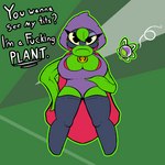 big_breasts breasts cape clothing female green_body holding_breast legwear looking_at_viewer plant purple_clothing purple_mask siphon_(anatomy) solo text unowo electronic_arts plants_vs._zombies plants_vs._zombies_heroes popcap_games green_shadow elemental_creature flora_fauna humanoid peashooter_(pvz) 1:1 2022 english_text flat_colors