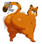 anthro ass_clapping backsack balls big_butt butt dipstick_tail genitals half-closed_eyes huge_butt male markings narrowed_eyes nude orange_body overweight overweight_male simple_background solo sound_effects tail tail_markings text thick_thighs twerking sssonic2 garfield_(series) garfield_the_cat felid feline mammal 2024 absurd_res english_text hi_res