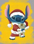 anthro blue_body blue_claws blue_nose button_(fastener) carrying_another christmas_clothing christmas_headwear claws clothing hat headgear headwear holidays long_ears male no_sclera plushie santa_hat semi-anthro smile solo standing toe_claws soulshelter christmas disney lilo_and_stitch scrump stitch_(lilo_and_stitch) alien experiment_(lilo_and_stitch) 2020