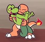 2_tails 3_toes anthro anthro_on_anthro bald black_eyes bridal_carry butt butt_grab carrying_another claws cute_fangs duo feet female fire flaming_tail flat_chested green_body green_scales half-closed_eyes hand_on_butt heart_eyes heart_symbol interspecies male male/female multi_tail narrowed_eyes nude one_eye_closed open_mouth orange_body orange_scales pink_balls pink_body pink_scales scales smile tail toe_claws toes white_claws yellow_sclera ultilix nintendo pokemon charmander generation_1_pokemon generation_3_pokemon pokemon_(species) treecko 2024