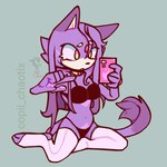 anthro bra clothing collar confusion electronics female forehead_gem gem hair jewelry legwear long_hair looking_at_object looking_at_phone necklace pawpads phone selfie solo thigh_highs underwear copii_chaotix sega sonic_the_hedgehog_(series) blaze_the_cat domestic_cat felid feline felis mammal 1:1