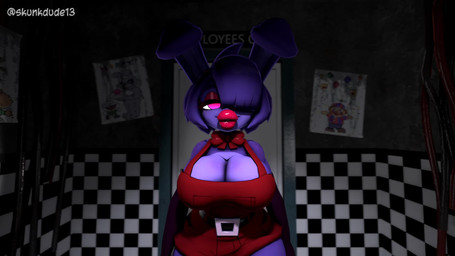 anthro big_breasts breasts cleavage clothed clothing crossgender eyes_closed female hair kiss_mark kissing kissing_pov lips lipstick looking_at_viewer machine makeup solo sound_effects thick_lips skunkdude13 cryptiacurves_(modeler) five_nights_at_freddy's fredina's_nightclub scottgames bonfie_(cryptiacurves) bonnie_(fnaf) animatronic lagomorph leporid mammal rabbit robot 16:9 3d_(artwork) 3d_animation animated digital_media_(artwork) hi_res high_framerate long_playtime sound source_filmmaker_(artwork) video widescreen