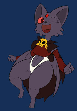 5_fingers anthro black_body breasts chibi clothing female fingers hip_wings red_eyes shirt solo topwear tunic unusual_wing_placement king_of_sorrow_(artist) cult_of_the_lamb massive_monster_(studio) ruri_(cult_of_the_lamb) domestic_cat felid feline felis mammal hi_res