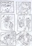 anthro attack battle_cry black_and_white comic decapitation dialogue duncan_(kitfox_crimson) duo english_text eye_patch eyewear fail fake_blood fight flying_machine kangaroo kitfox-crimson machine macropod male mammal marsupial mecha melee_weapon monochrome motion_lines onomatopoeia open_mouth question_mark screaming severed_body_part severed_head sketch slicing smoke solo sound_effects speech_bubble stolen_generation sword swordfight text weapon