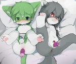 anal anal_penetration anthro anus balls blue_eyes blush butt clitoris duo egg_vibrator female female_penetrated foreskin fur genitals green_body green_eyes green_fur green_hair grey_body grey_fur grey_hair hair heterochromia humanoid_genitalia humanoid_penis kemono male male_penetrated nude object_in_ass penetration penile penis pussy red_eyes sex_toy sex_toy_in_ass sex_toy_in_pussy sex_toy_insertion spread_legs spreading vaginal vaginal_penetration vibrator vibrator_in_ass vibrator_in_pussy vibrator_on_clitoris vibrator_on_penis young young_anthro yupa canid canine canis fox mammal wolf