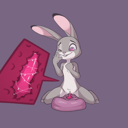4_fingers animal_dildo animal_sex_toy anthro bite biting_lip biting_own_lip bodily_fluids buckteeth canine_dildo chest_tuft clitoris countershade_face countershade_torso countershading cutaway dildo dildo_insertion dildo_knotting dildo_sitting female fingers front_view fur genital_fluids genitals grey_body grey_countershading grey_fur hand_on_face heart_eyes heart_symbol internal knot knotted_dildo knotting long_ears looking_pleasured masturbation nude one_eye_closed penetration pink_vulva pubes pupils purple_background purple_eyes self_bite sex sex_toy sex_toy_insertion simple_background solo spread_legs spreading straddling symbol-shaped_pupils teeth toying_self tuft unusual_pupils vaginal vaginal_fluid_string vaginal_fluids vaginal_masturbation vaginal_penetration vulva starshippizza disney zootopia judy_hopps lagomorph leporid mammal rabbit 1:1 full-length_portrait portrait