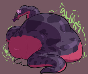 ambiguous_gender ambiguous_prey black_body black_scales countershade_scales countershading duo eyeshadow eyewear female female_pred feral feral_pred flower glasses green_eyes makeup markings plant pupils red_body red_scales scales simple_background slit_pupils soft_vore sound_effects spots spotted_body spotted_scales vore eerieviolet ashali ambiguous_species reptile scalie snake