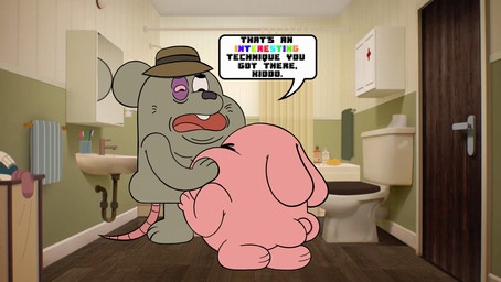 anthro bathroom butt clothing duo fellatio hat hat_only headgear headgear_only headwear headwear_only male male/male mirror mirror_reflection mostly_nude nude nude_anthro nude_male obese obese_anthro obese_male obscured_fellatio obscured_oral oral overweight overweight_anthro overweight_male penile reflection sex speech_bubble dbulljob dbulljob05 cartoon_network the_amazing_world_of_gumball frankie_watterson richard_watterson lagomorph leporid mammal murid murine rabbit rat rodent hi_res father_(lore) father_and_child_(lore) father_and_son_(lore) incest_(lore) parent_(lore) parent_and_child_(lore) parent_and_son_(lore) son_(lore)