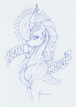 female feral horn mane scales solo sun longinius asian_mythology chinese_mythology east_asian_mythology friendship_is_magic hasbro my_little_pony mythology queen_rain_shine_(mlp) dragon kirin mythological_creature mythological_scalie scalie 2020 hi_res sketch traditional_media_(artwork)