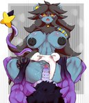 anthro areola big_breasts black_areola black_body black_fur black_nipples blush bodily_fluids breasts cloth_diaper diaper duo erection female fur genital_fluids genitals male male/female male_penetrating nipples penetration penis pussy sex vaginal cottontail nintendo pokemon felid generation_4_pokemon luxray mammal pokemon_(species) hi_res