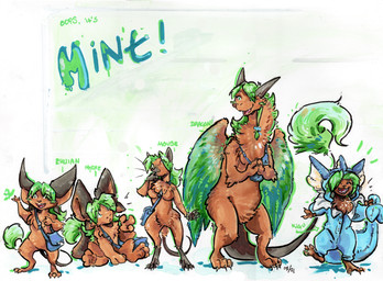 3_fingers 3_toes 4_toes 5_fingers anthro bag breasts brown_body brown_fur brown_nose cheek_tuft chest_tuft clothing crotch_tuft cute_fangs eyes_closed facial_tuft fangs feet female feral fingers fur green_body green_eyes green_fur green_hair hair horn kigurumi onesie open_mouth paws simple_background solo tail teeth text toes tongue tuft wave wings not-fun mythology chuian dragon mammal mouse murid murine myche mythological_creature mythological_scalie rodent scalie 2021 english_description english_text hi_res