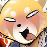 anthro female solo alessandrafurry aggretsuko sanrio retsuko ailurid canid canine fox mammal red_panda 1:1 hi_res