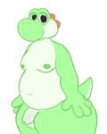 anthro foreskin genitals male moobs penis simple_background slightly_chubby solo spritedraws mario_bros nintendo dinosaur green_yoshi prehistoric_species reptile scalie yoshi 4:5 hi_res