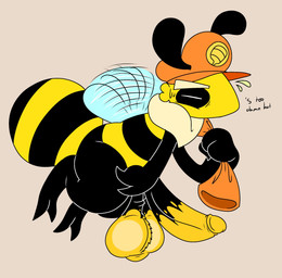 anthro balls big_balls big_penis flying genitals male penis solo lewdy_toon buzzlee_(lewdy_toon) arthropod bee hymenopteran insect absurd_res hi_res