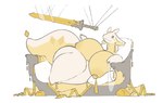 accessory anthro areola big_breasts biped black_eyes blush breasts curvy_figure eyelashes featureless_feet feet female front_view gold_(metal) huge_breasts huge_hips huge_thighs looking_up markings melee_weapon monotone_body mostly_nude nipple_band nipples non-mammal_breasts pillow pupils reclining silk simple_background sitting solo sword tail thick_thighs voluptuous weapon white_background wide_hips yellow_pupils white_slime_(artist) mythology teramia_(white_slime) dragon mythological_creature mythological_scalie scalie 2024 digital_drawing_(artwork) digital_media_(artwork) hi_res