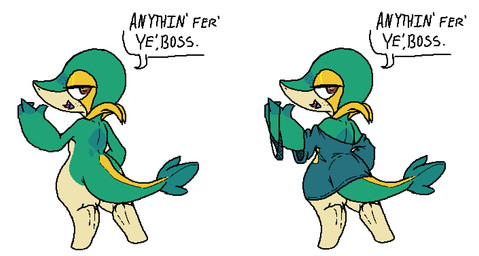 clothing dialogue female feral freckled_face freckles holding_thong looking_at_viewer looking_back narrowed_eyes nude rear_view simple_background speech_bubble tail botanics nintendo pokemon generation_5_pokemon pokemon_(species) snivy