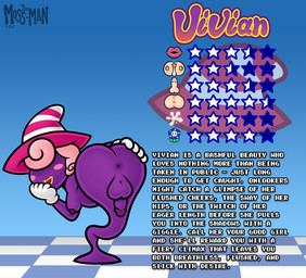 anus backsack balls big_butt butt clothing genitals gloves gynomorph hair handwear hat headgear headwear intersex pattern_clothing pattern_hat pattern_headgear pattern_headwear penis pink_hair presenting presenting_anus presenting_hindquarters purple_body purple_skin solo stats striped_clothing striped_hat striped_headgear striped_headwear stripes text white_clothing white_gloves white_handwear witch_hat the_moss-man mario_bros nintendo paper_mario paper_mario:_the_thousand_year_door vivian_(mario) humanoid shadow_siren english_text hi_res trans_(lore) trans_woman_(lore)