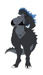 anthro back_spikes belly big_breasts bikini bikini_bottom bikini_top black_bikini black_bikini_bottom black_bikini_top black_clothing black_swimwear blue_eyes blue_tongue breasts claws clothed clothed_anthro clothed_female clothing countershading curvy_figure dark_sclera female female_anthro fingers food front_view grey_body grey_countershading grey_skin hand_on_hip holding_food holding_object holding_popsicle hourglass_figure huge_thighs navel open_mouth open_smile popsicle simple_background smile solo spiked_tail spikes spikes_(anatomy) standing swimwear tail thick_thighs toe_claws tongue two-piece_swimsuit white_background wide_hipped_anthro wide_hipped_female wide_hips gatoradeew godzilla_(series) toho godzilla_(2014) kaiju monster scalie 2024 hi_res