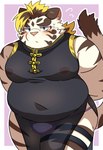 anthro belly blush clothing kemono male moobs navel nipples overweight overweight_male solo translucent translucent_clothing underwear ptcmtr lifewonders tokyo_afterschool_summoners licho_(tas) felid mammal pantherine tiger 2022 hi_res