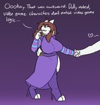 alternate_species anthro big_breasts boots bovid breasts brown_hair caprine clothed clothing digital_media_(artwork) duo english_text female footwear frisk_(undertale) fur goat hair hand_holding heart_symbol high_heeled_boots high_heels legwear long_ears mammal robertge text thigh_boots thigh_highs toriel undertale undertale_(series) white_body white_fur