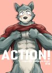 abs anthro beastars blush canid canine canis clothing cover cover_art cover_page genitals hi_res kumak71395 legoshi_(beastars) male mammal muscular muscular_anthro muscular_male pecs penis penis_base solo undressing wolf