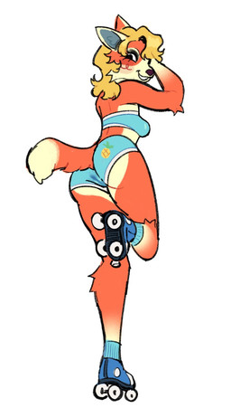 anthro athletic_wear blonde_hair blue_bottomwear blue_clothing blue_shorts blue_topwear blue_tube_top blush bodily_fluids bottomwear butt cheek_tuft clothing crop_top eyeshadow facial_tuft female fluffy food_print footwear fruit_print fur genital_fluids genitals glistening glistening_genitalia glistening_vulva gym_bottomwear gym_shorts hair hand_in_hair hotpants looking_back makeup pineapple_print plant_print presenting presenting_hindquarters quad_skates raised_hand raised_leg roller_skates shirt shorts simple_background solo suggestive topwear touching_hair tube_top tuft vaginal_fluids vulva wet wet_clothing white_background white_trim peachy_bat animal_crossing nintendo audie_(animal_crossing) canid canine canis mammal red_wolf wolf 2023 hi_res