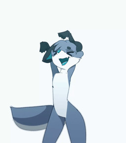anthro blue_body blue_fur dancing fur male simple_background solo white_background white_body white_fur eto_ya konosuba:_god's_blessing_on_this_wonderful_world! emil_(demensa) canid canine canis coyote domestic_dog hybrid mammal 2d_animation animated frame_by_frame hi_res loop