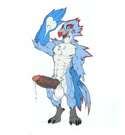 abs anthro ball_tuft balls big_balls big_penis black_nipples blue_body bodily_fluids chest_tuft countershading dripping_penis erection foreskin genital_fluids genitals gesture glans huge_balls huge_penis humanoid_genitalia humanoid_penis male muscular muscular_anthro muscular_male nipples non-mammal_balls nude pecs penis precum pubes red_eyes retracted_foreskin salute solo tuft vein veiny_penis white_body utx-shapeshifter nintendo the_legend_of_zelda fan_character avian rito 2024 absurd_res colored hi_res