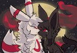 ambiguous_gender brown_body brown_fur detailed_background duo feral fur moon night white_body white_fur bloowolfy nintendo pokemon fan_character hope_(bloowolfy) eeveelution espeon generation_2_pokemon pokemon_(species) umbreon