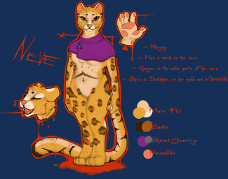 anthro clothing countershade_torso countershading detachable detachable_head female handpaw looking_at_viewer orange_body paws simple_background solo spots tan_body tan_countershading text transparent_background european_mythology irish_mythology mythology neve_(knoproblem) dullahan felid feline leopardus mammal margay alpha_channel english_text model_sheet