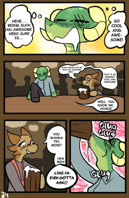 alcohol anthro beer_mug beverage drinking_alcohol female horn male speech_bubble text thought_bubble brradett microsoft the_elder_scrolls lernie_(brradett) tim_(brradett) argonian scalie absurd_res comic english_text hi_res