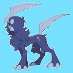 black_body black_fur blue_eyes claws feral fur horn male scar sharp_horn sharp_tail solo astra_lupus sinfrou nintendo pokemon absol canid canine generation_3_pokemon mammal pokemon_(species) shadow_pokemon absurd_res hi_res