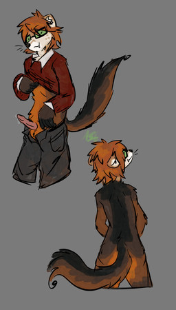 anthro bottomwear bottomwear_down brown_body brown_fur butt clothed clothing clothing_lift ears_down eyewear fur glasses head_tilt male multicolored_body multicolored_fur nude orange_body orange_fur pants pants_down partially_clothed pivoted_ears presenting smile smirk solo undressing undressing_self wearing_glasses spicymustelid spice gulonine mammal marten mustelid musteline pine_marten absurd_res hi_res