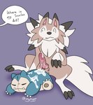 after_masturbation animal_genitalia animal_penis bodily_fluids canid canine canine_genitalia canine_penis claws cum cum_on_plushie dialogue english_text erection feral finger_claws flyflyga generation_1_pokemon generation_7_pokemon genital_fluids genitals hi_res knot lycanroc male mammal midday_lycanroc nintendo penis plushie plushophilia pokemon pokemon_(species) simple_background snorlax solo speech_bubble text toe_claws