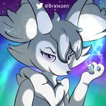 anthro aurora_(phenomenon) iridescent iridescent_background magic solo sparkles furry_in_a_hurry nintendo pokemon fan_character braixen generation_6_pokemon pokemon_(species) 1:1 bust_portrait portrait