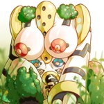 big_breasts breasts covered_penis covered_pussy flaccid genitals grass gynomorph huge_breasts intersex multi_nipple nipples penis plant sitting solo ranabysson nintendo pokemon generation_4_pokemon legendary_pokemon pokemon_(species) regigigas hi_res