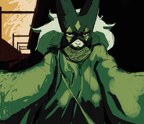anthro biped clothing fur green_body green_clothing green_fur green_hair green_hoodie green_mask green_topwear hair hoodie looking_at_viewer solo topwear halfbaked-hope nintendo pokemon generation_9_pokemon meowscarada pokemon_(species) 2025 absurd_res hi_res unfinished