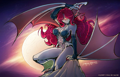 anthro armor biped breasts creepy detailed_background female full_moon hair hair_over_eye membrane_(anatomy) membranous_wings moon night one_eye_obstructed outside red_hair scary sitting sky solo star starry_sky unconvincing_armor wings jesonite bat mammal undead vampire