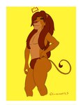 anthro anthrofied border butt clothed clothing femboy fur hair hand_on_hip male red_eyes red_hair simple_background smile solo tail tail_tuft thick_thighs thong topless topless_male tuft underwear white_border yellow_background yellow_body yellow_fur lovemet123_(lovemet_room) disney the_lion_king simba_(the_lion_king) felid lion mammal pantherine hi_res